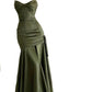 Sexy Mermaid Straps Green Party Dresses Satin Long Prom Dresses       S5245