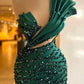 Green Sequin Evening Dresses One Shoulder Short Party Dress      S7253