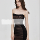 Black tube top slim waist hip skirt homecoming dress R4874