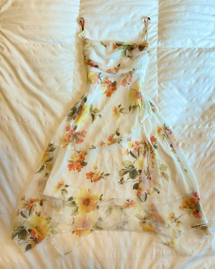 Apricot color suspender print slim waist dress homecoming dress R2635