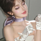 Off-white hollow double bow wedding banquet dinner gloves     S6241