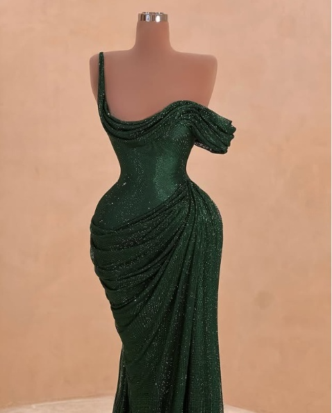 Dark Green Sequin Elegant Evening Gowns Long Prom Dress     S7235