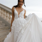 A line lace wedding dresses for women,long beach dresses,classy dresses       S7105