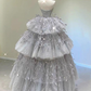 A Line Ball Gown Tulle Long Prom Dress Evening Dresses         S7109