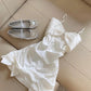 White suspenders waist slim A-line short skirt homecoming dress R3922