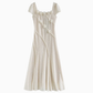 Summer new style elegant high-grade blue dress square collar waist long skirt R1898
