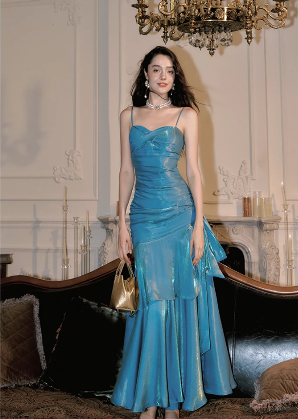 Mermaid Princess Blue Dress mermaid evening dress long party dress      S5975