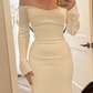 White Off Shoulder Simple Wedding Dress Evening Gown        S6128