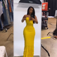 Yellow Mermaid Long Vintage Prom Dress Evening Party Dress       S6213