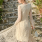Lace Embroidery Long Sleeve Dress Retro Velvet Princess Dress     S6155