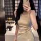 white simple dress long party dress    S6057