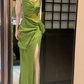 green chic suspender dress seaside holiday long dress    S6139