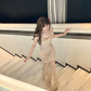 Heavy diamond suspender dress mermaid long party dress       S6159