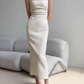 Square neck camisole dress 2025 temperament waist hip slit high-end long skirt R1452