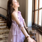 Purple ruffled halter neck off-shoulder suspender dress summer French temperament skirt R4666