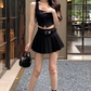 High-end short vest vest top 2025 plus size hot girl street pleated skirt suit R1368