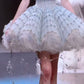 Gradient blue suspenders with diamonds, slim-fitting puffy princess skirt homecoming dress R2562