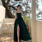 Retro temperament suspender dress beautiful waist slit long skirt R0572