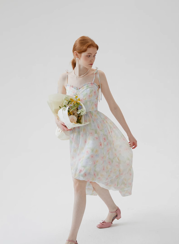 French flower dress floral dress suspender bud dress new style R2692