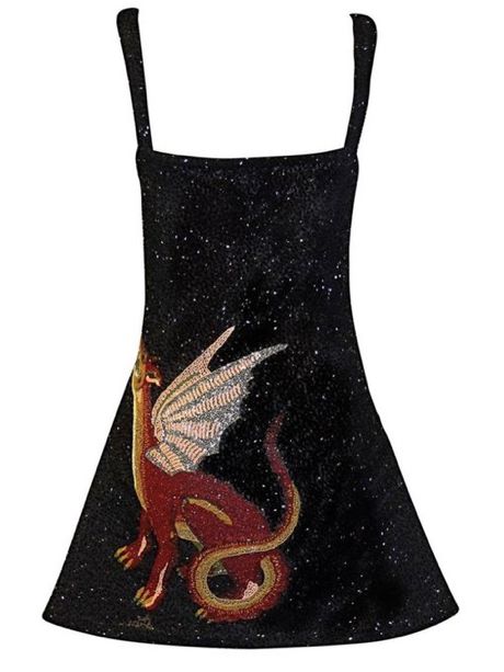 Retro pattern suspenders waist slim sequined short skirt homecoming dress R2828