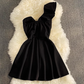 Small dress evening dress female 2025 elegant lady temperament sexy one-side off-shoulder A-line dress R0347
