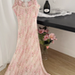 Small flower floral suspender dress new style lace stitching French long skirt R2090