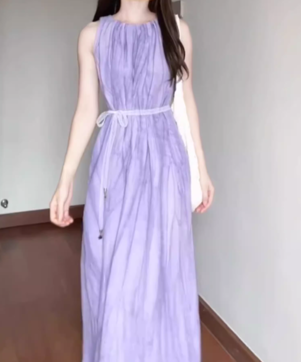 Sleeveless dress 2025 new style super beautiful niche design high-end long skirt R0720