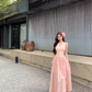 Temperament pink v-neck lace sleeveless dress pretty little skirt R0620