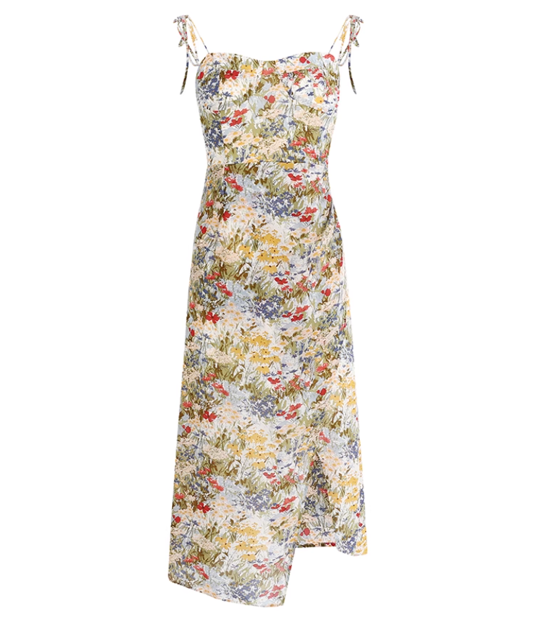 French long floral 2025 new sling slim fit dress R2638