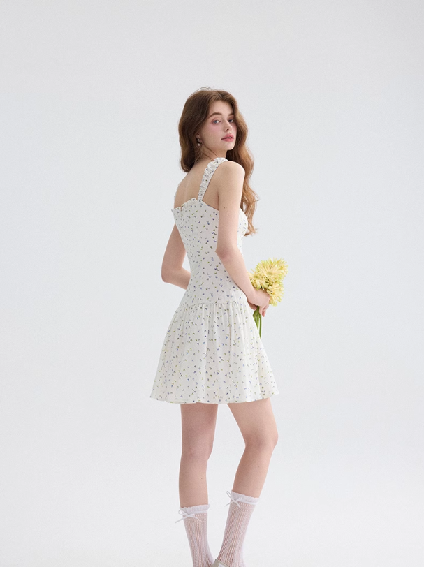 French floral suspender skirt pastoral style dress short skirt holiday style skirt R2756