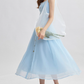 French suspender skirt blue dress sweet style sleeveless long skirt small skirt women summer R3493