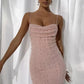 Pink suspenders inlaid with pearls slim hip-hugging homecoming dress R2454