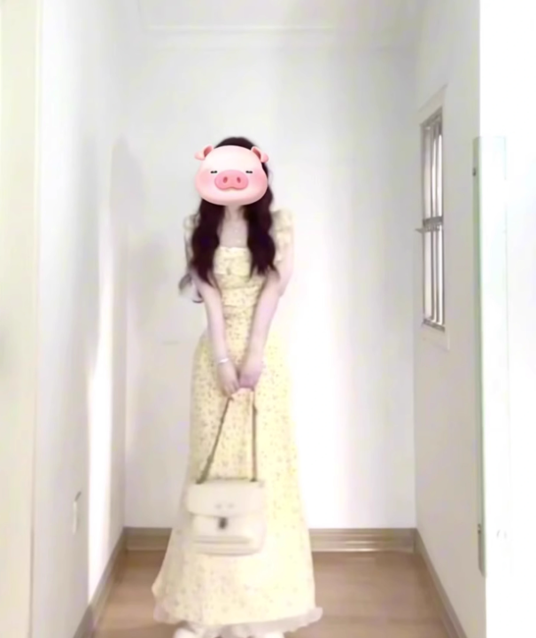 Tea break French yellow floral dress gentle temperament beautiful waist slim hip skirt R0449