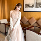Pink waist temperament mesh embroidery suspender dress women's summer French skirt R4748