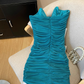Green rich lady v-neck tube top dress female temperament dress backless sexy short hip skirt R3950