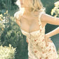 Retro and fresh small floral sling waist slim short skirt homecoming dress R3313