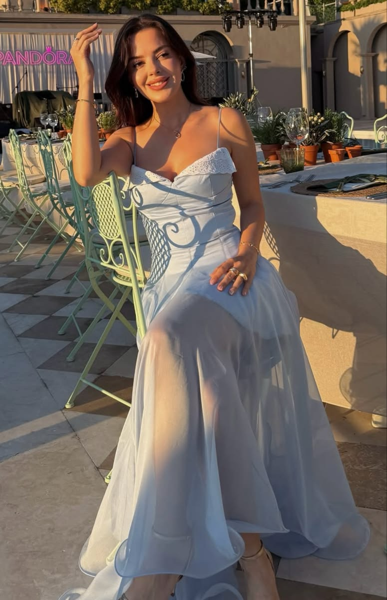 Resort Tulle Prom Gown Pale Blue Women's Corset Maxi Casual Dress Evening Dress RS2960