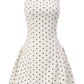 2025 Summer New Apricot Polka Dot Waist Square Neck A-line Short Suspender Dress R0907