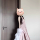 Beach vacation pink halter neck off-shoulder dress gentle temperament unique A-line long skirt R0430