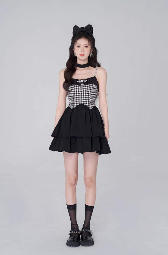 Pure desire little fragrance style suspender dress black sweet princess dress R4113