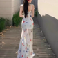 Dopamine waist skirt outfit waist long skirt fishtail skirt beautiful color suspender dress R1616