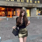 Sexy hot girl hollow chain button knitted top 2025 temperament lady hip skirt suit R1121