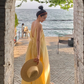 Yellow suspender dress loose lazy style backless sexy beach dress holiday long dress R1587