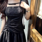 French slim black dress petite high-end waist short skirt for women summer R3826