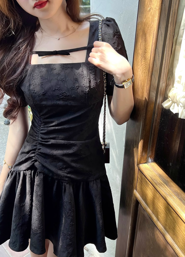 French slim black dress petite high-end waist short skirt for women summer R3826