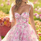 Pink floral strap waisted tutu skirt homecoming dress R3226