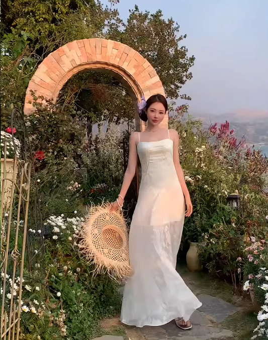 Gentle style suspender dress 2025 new style waist temperament long skirt R0591