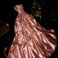 Yellow strapless fitted waist puffy princess long ball gown R7025