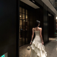 French gentle style ruffled sling dress temperament lady high-end waist hip banquet dress skirt R0410