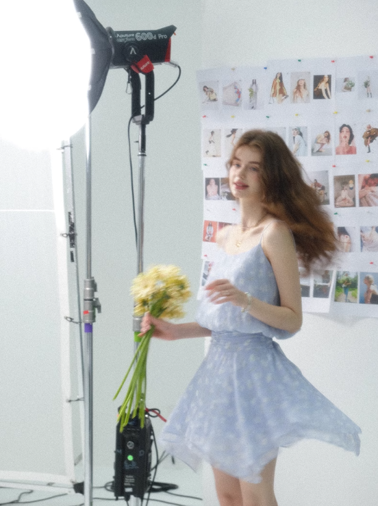 Sea salt daisy floral dress French suspender skirt short skirt holiday wear skirt female summer R3454